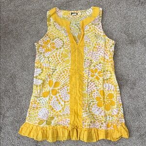 J. Crew Yellow and White Floral Dress or swim coverup. Women’s size Small.
